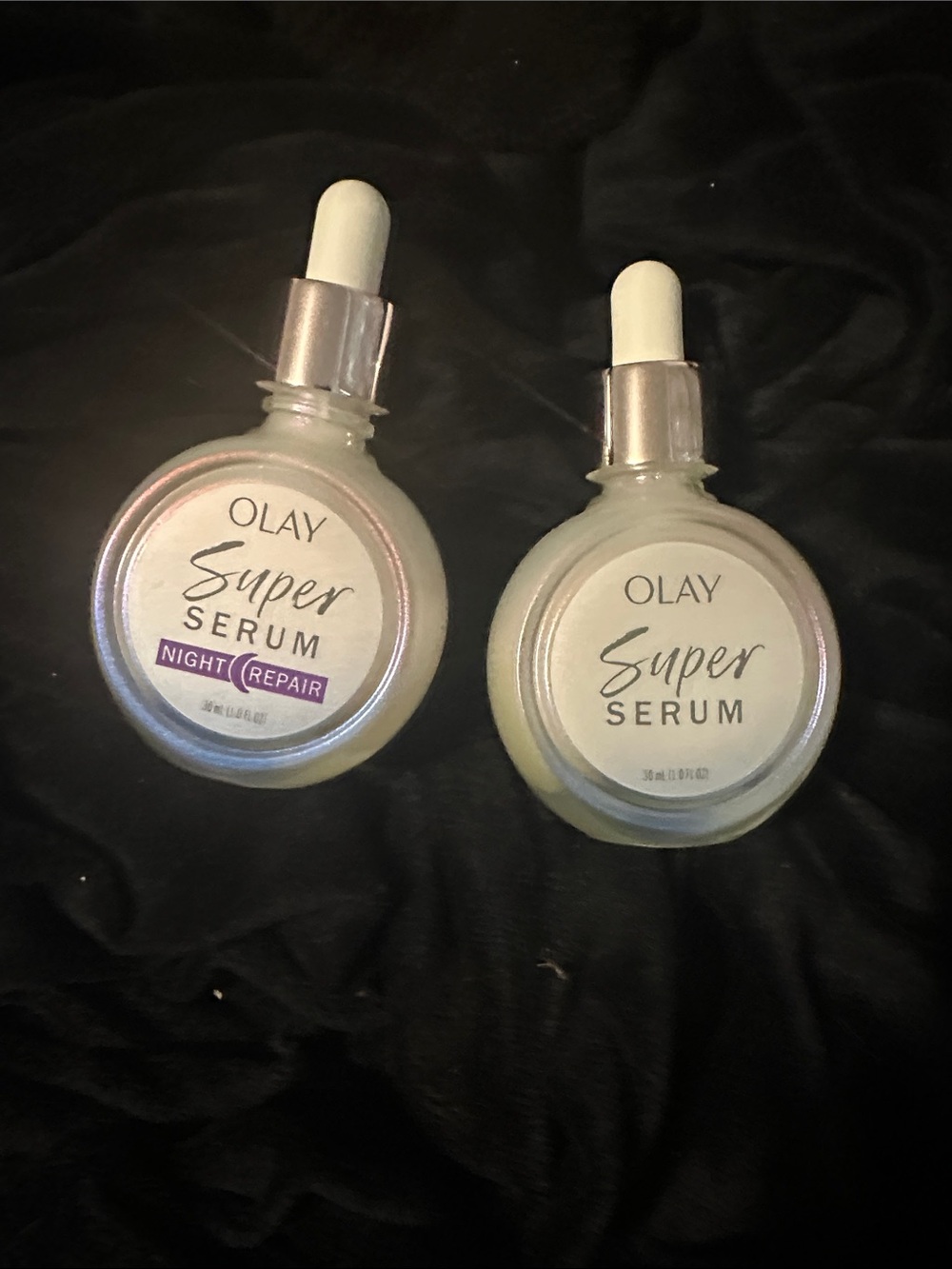 OLAY Super Serum Duo - Pearl White Bottles with Silver Droppers